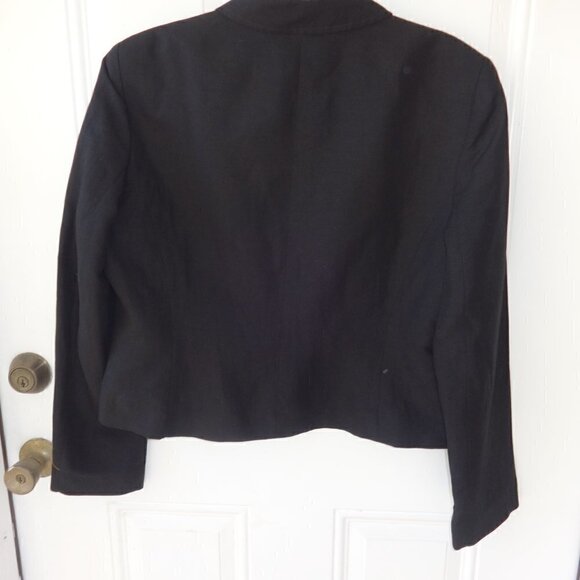 Renee Rowan black linen/nylon waist coat made in USA 16  zip up 2 front pockets - Picture 3 of 9
